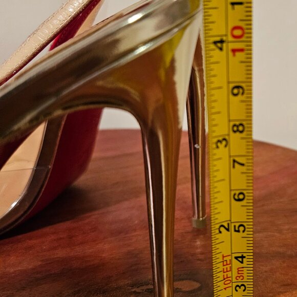Christian Louboutin Red & Clear Optisexy 100 Patent/PVC/SPEC EUC Sz 38.5 - Picture 8 of 10
